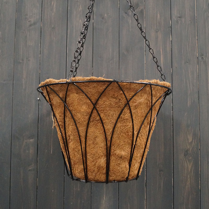 35cm Wire Arch Round Hanging Basket with Coco Liner detail page